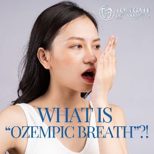 Woman checking breath